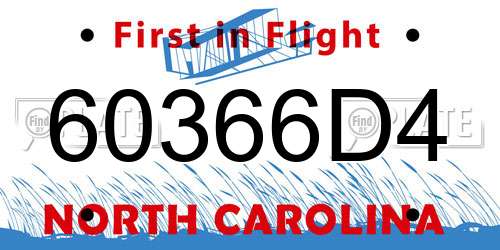 60366D4 North Carolina License Plate