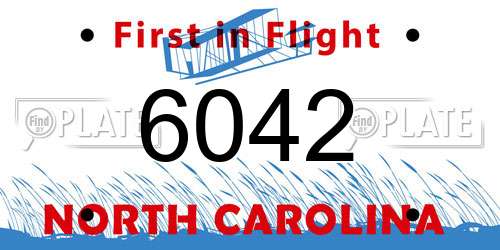 6042 North Carolina License Plate