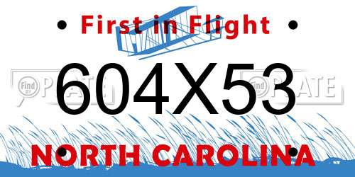 604X53 North Carolina License Plate