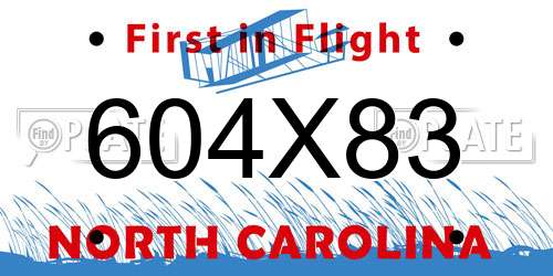 604X83 North Carolina License Plate