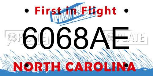 6068AE North Carolina License Plate