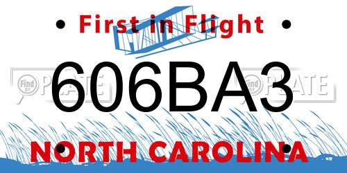 606BA3 North Carolina License Plate