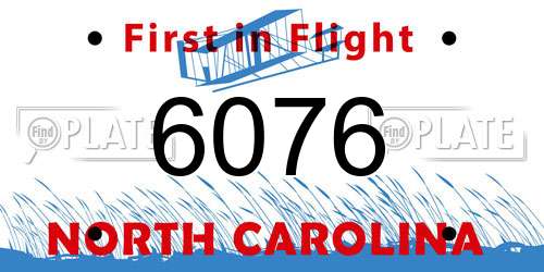 6076 North Carolina License Plate