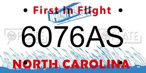 6076AS North Carolina License Plate