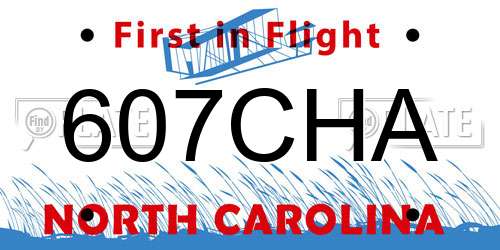 607CHA North Carolina License Plate