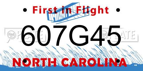 607G45 North Carolina License Plate