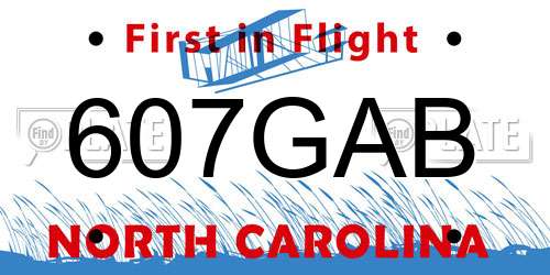 607GAB North Carolina License Plate