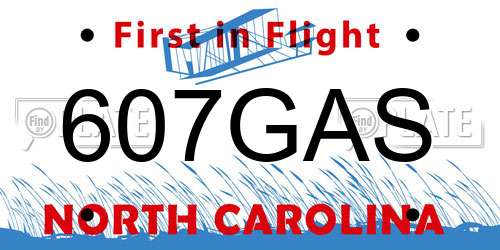607GAS North Carolina License Plate