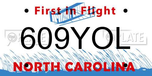 609YOL North Carolina License Plate