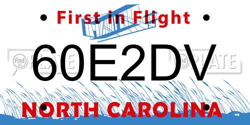 60E2DV North Carolina License Plate