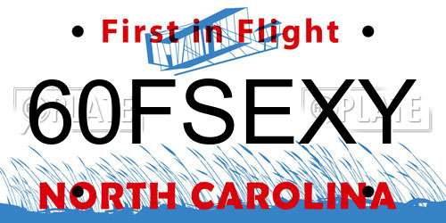 60FSEXY North Carolina License Plate