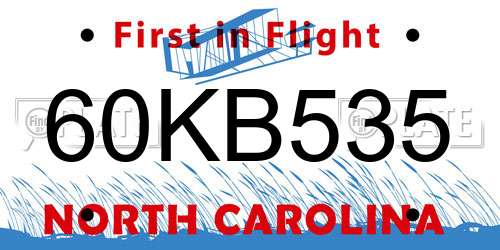 60KB535 North Carolina License Plate