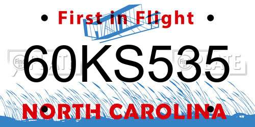 60KS535 North Carolina License Plate