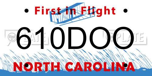 610DOO North Carolina License Plate