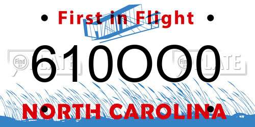 610OO0 North Carolina License Plate