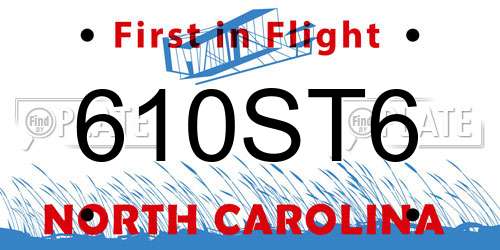 610ST6 North Carolina License Plate