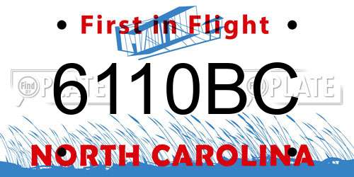 6110BC North Carolina License Plate