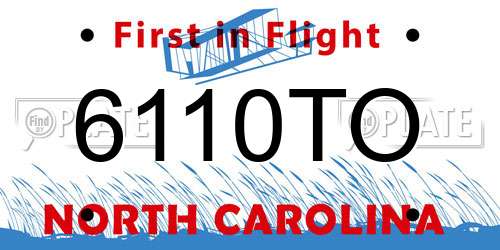 6110TO North Carolina License Plate