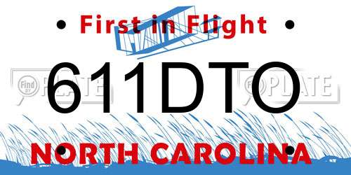 611DTO North Carolina License Plate