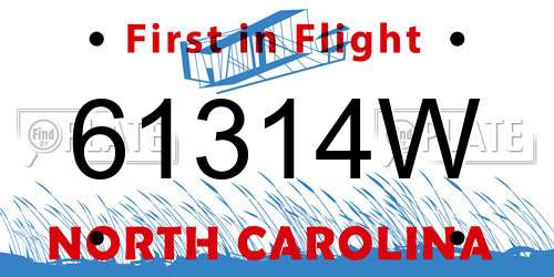 61314W North Carolina License Plate