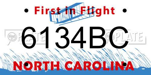 6134BC North Carolina License Plate