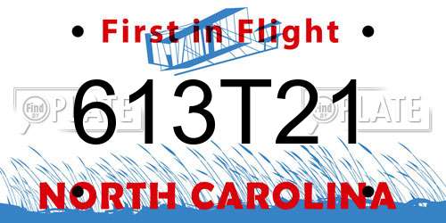 613T21 North Carolina License Plate