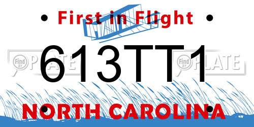 613TT1 North Carolina License Plate