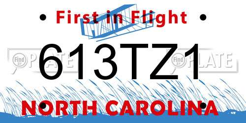 613TZ1 North Carolina License Plate