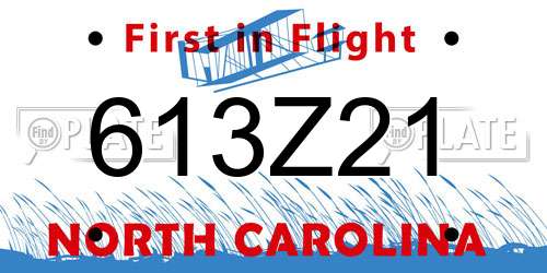 613Z21 North Carolina License Plate