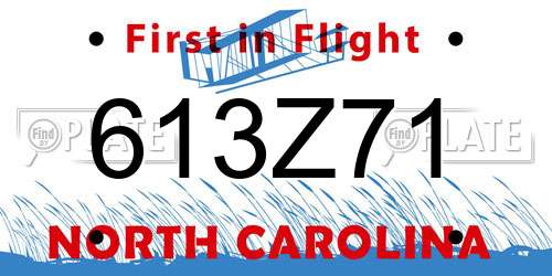 613Z71 North Carolina License Plate