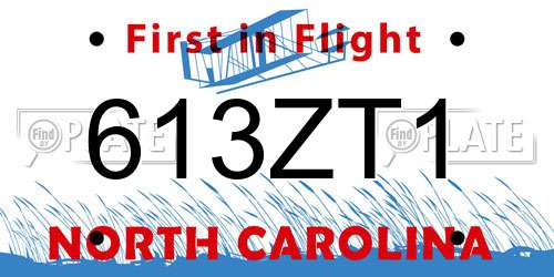 613ZT1 North Carolina License Plate