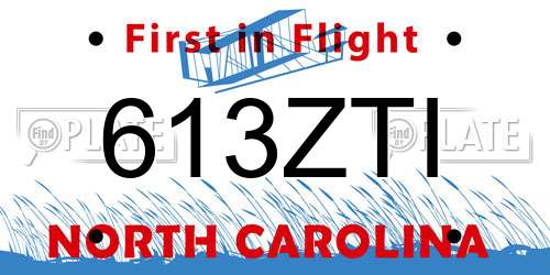 613ZTI North Carolina License Plate