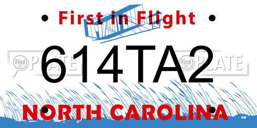 614TA2 North Carolina License Plate