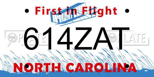 614ZAT North Carolina License Plate