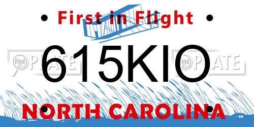 615KIO North Carolina License Plate