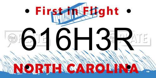 616H3R North Carolina License Plate