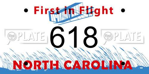 618 North Carolina License Plate