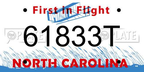 61833T North Carolina License Plate