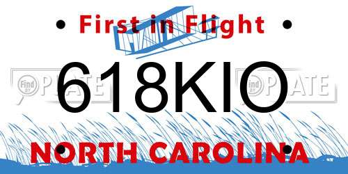 618KIO North Carolina License Plate