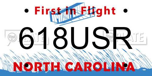 618USR North Carolina License Plate