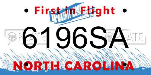 6196SA North Carolina License Plate