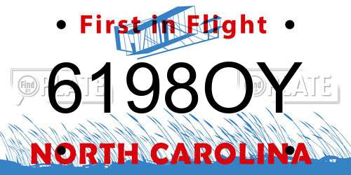 6198OY North Carolina License Plate