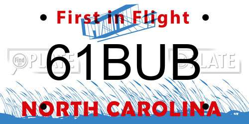 61BUB North Carolina License Plate