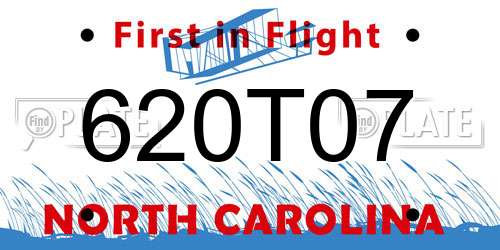 620T07 North Carolina License Plate