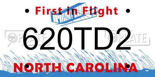 620TD2 North Carolina License Plate