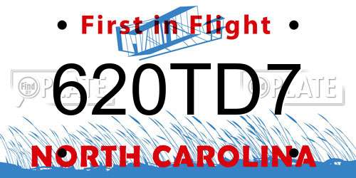 620TD7 North Carolina License Plate