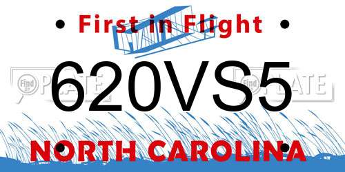 620VS5 North Carolina License Plate