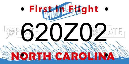 620Z02 North Carolina License Plate