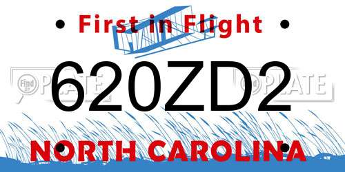 620ZD2 North Carolina License Plate