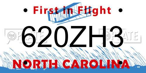 620ZH3 North Carolina License Plate